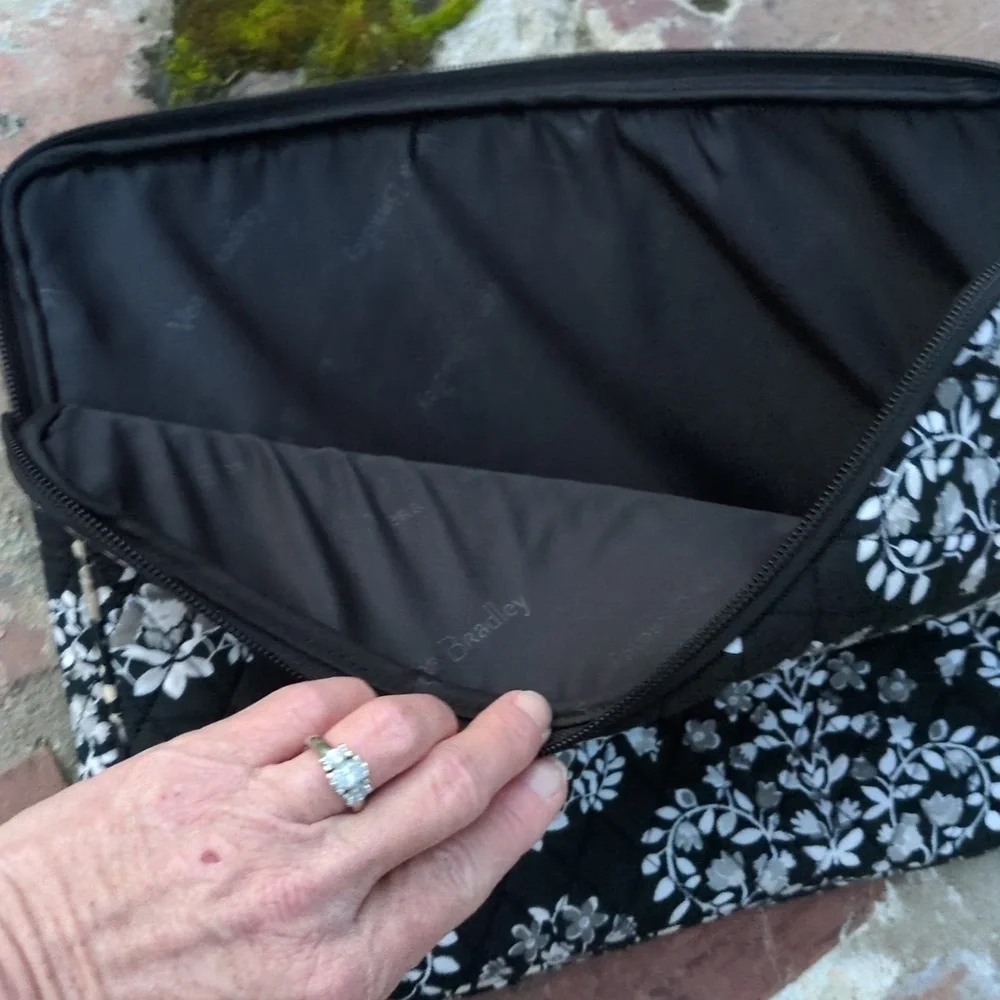 Vera Bradley Floral Black and White Tablet Sleeve With Zip Closure